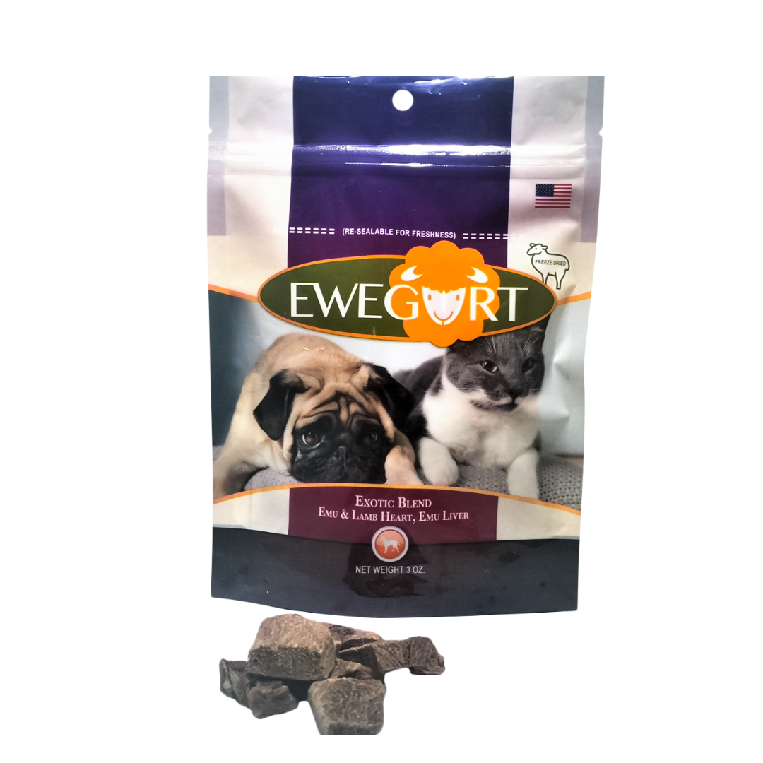 EXOTIC BLEND * Emu & Lamb Heart & Emu Liver is Nutrient Dense Reward or Training Treat