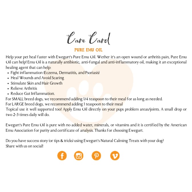 PURE EMU OIL Helps Reduce Inflammation & Skin Irritations - Emu oil