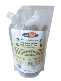 emu bone marrow broth helps heal joint issues with pets. Good gut health 